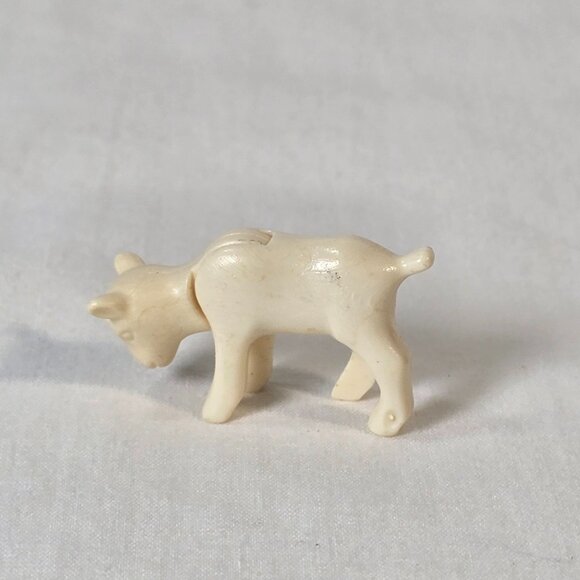 Vintage Plastic Goat Figure Movable Head White Farm Animal Toy 1950s - Picture 10 of 12